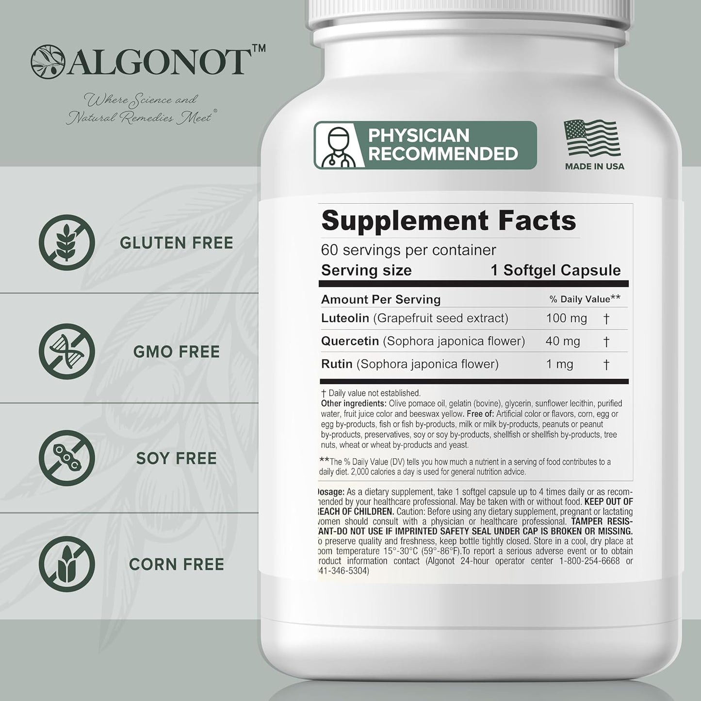 NeuroProtek Low Phenol Soft Gels - 60 Count, Luteolin and Flavonoids in Olive Pomace Oil