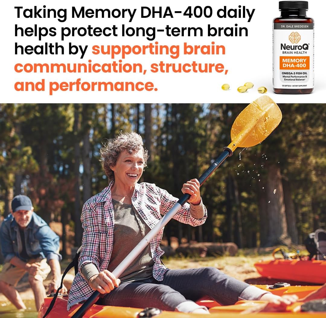 NeuroQ Memory DHA-400 - Omega-3 Fish Oil Supplement for Mental Performance & Brain Health - Supports Memory, Focus & Balance - 120 Softgels