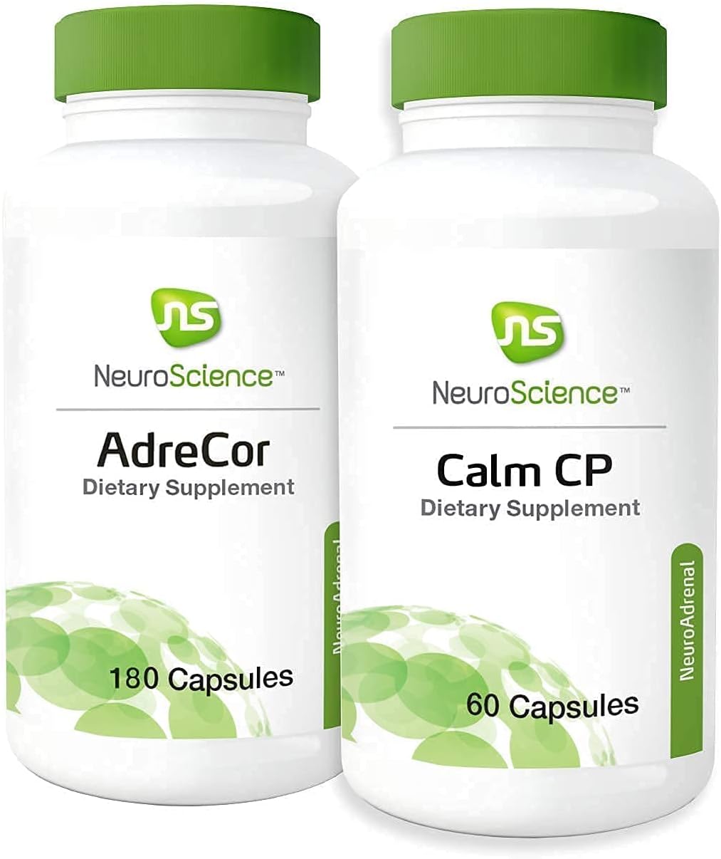 NeuroScience AdreCor and Calm CP Stress + Adrenal Support Set - 2 Products, 180 Capsules, 60 Capsules