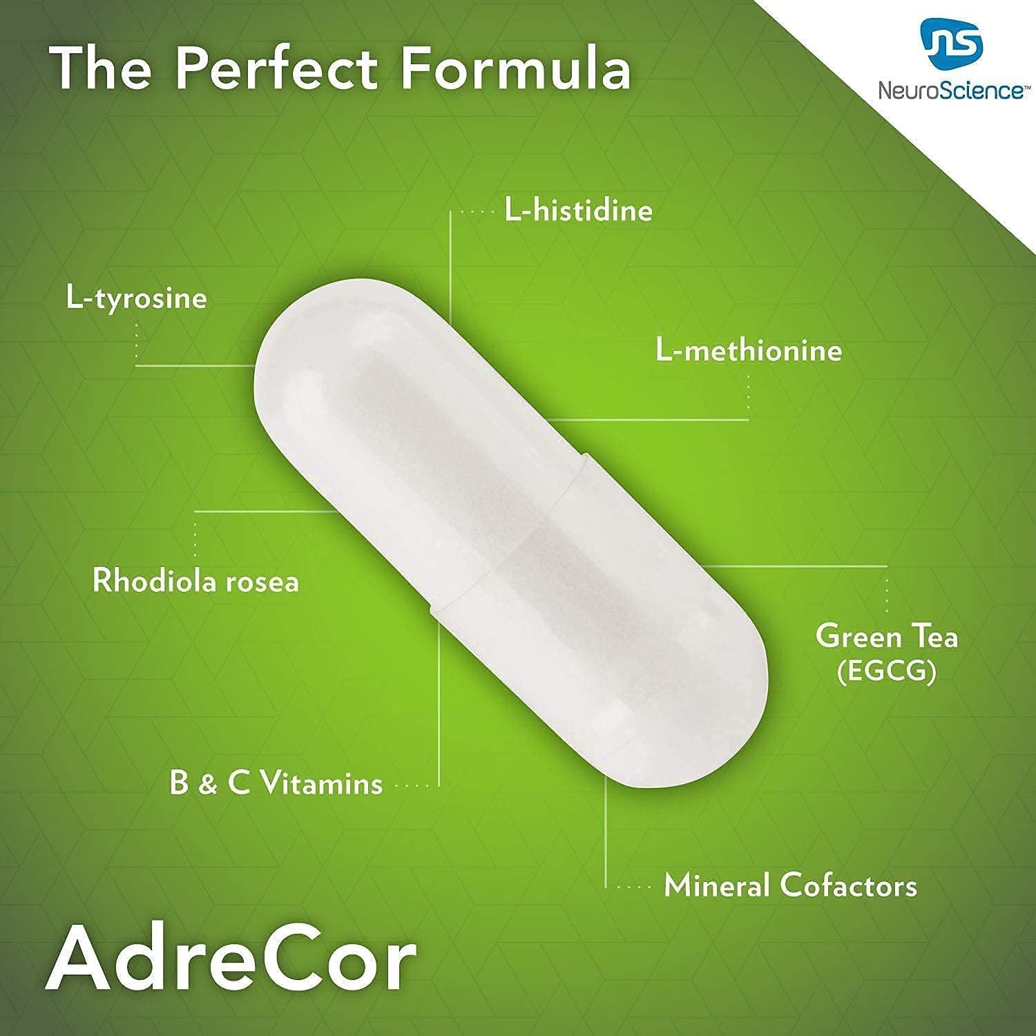 NeuroScience AdreCor and Calm CP Stress + Adrenal Support Set - 2 Products, 180 Capsules, 60 Capsules