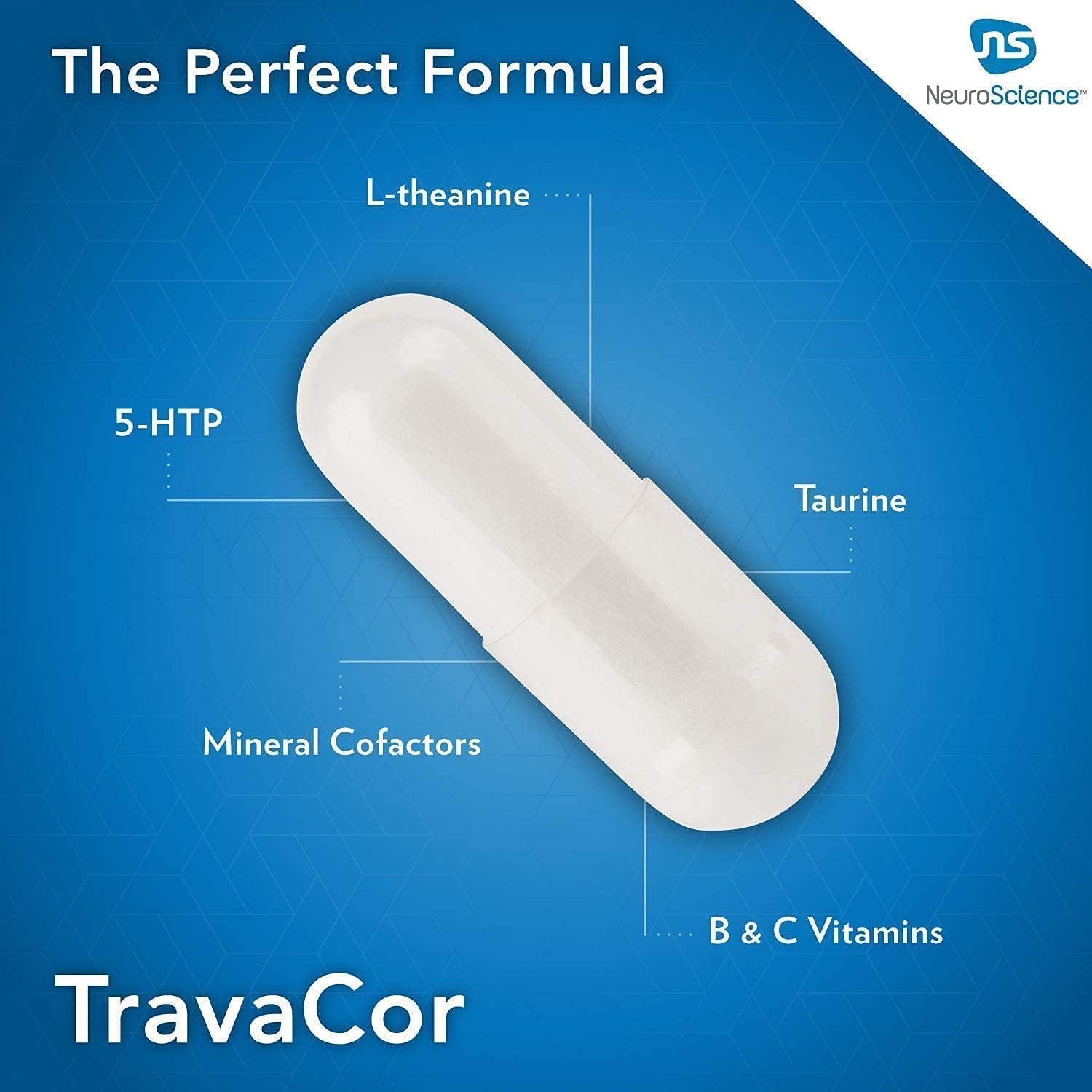 NeuroScience Mood and Adrenal Support Bundle - AdreCor and TravaCor (2 Products, 180 Capsules, 60 Capsules)