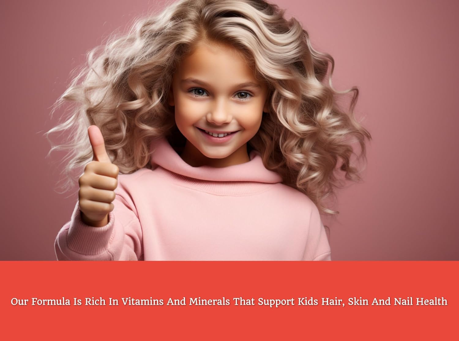 Nevancia Kids Hair, Skin & Nails Gummies - Biotin, B Vitamins, Vitamin C, Zinc - 60 Delicious Gummies for Stronger Nails, Healthier Hair, Natural Glow Skin