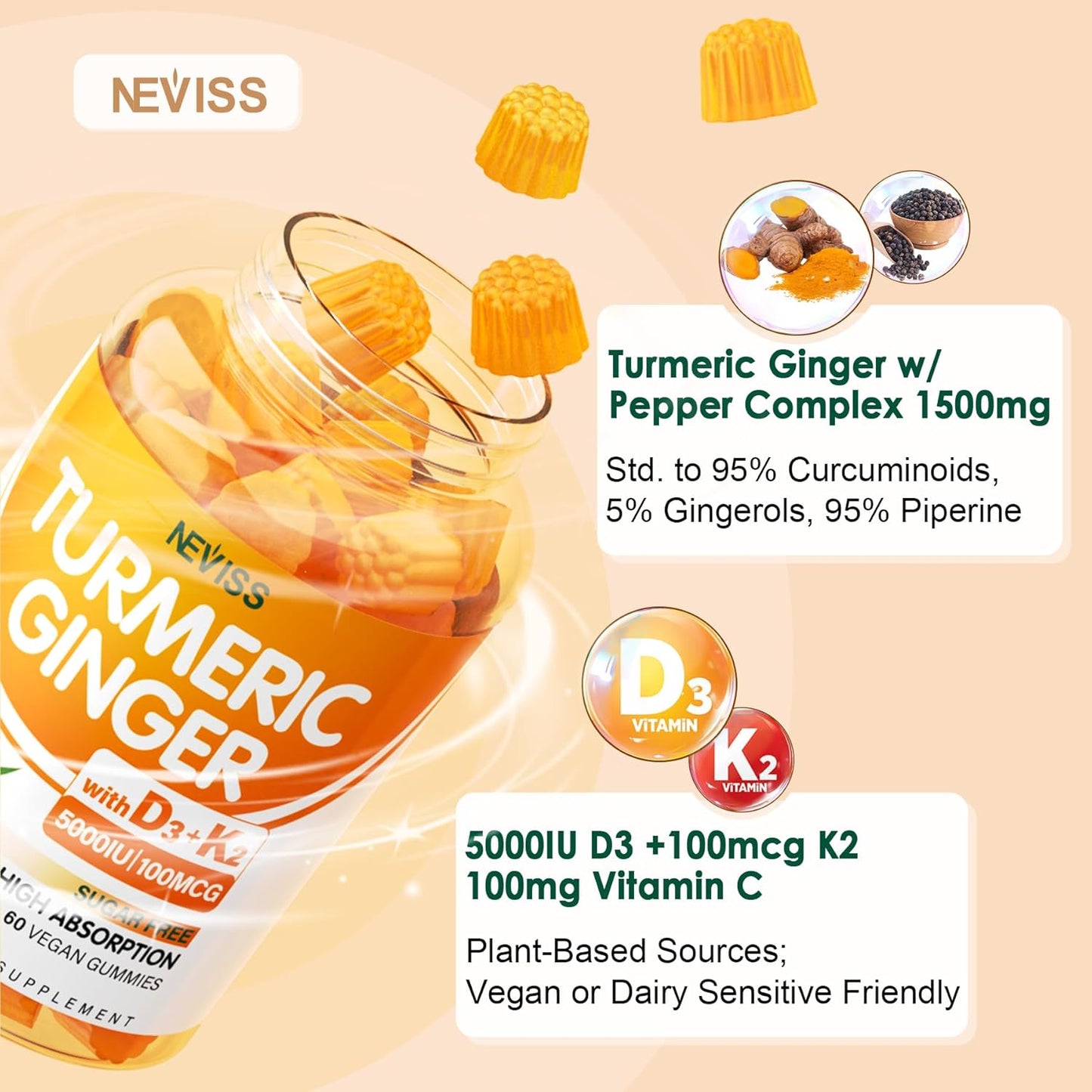 Nevis Turmeric Ginger Gummies Bundle with Maca - 3 Pack Variety Set