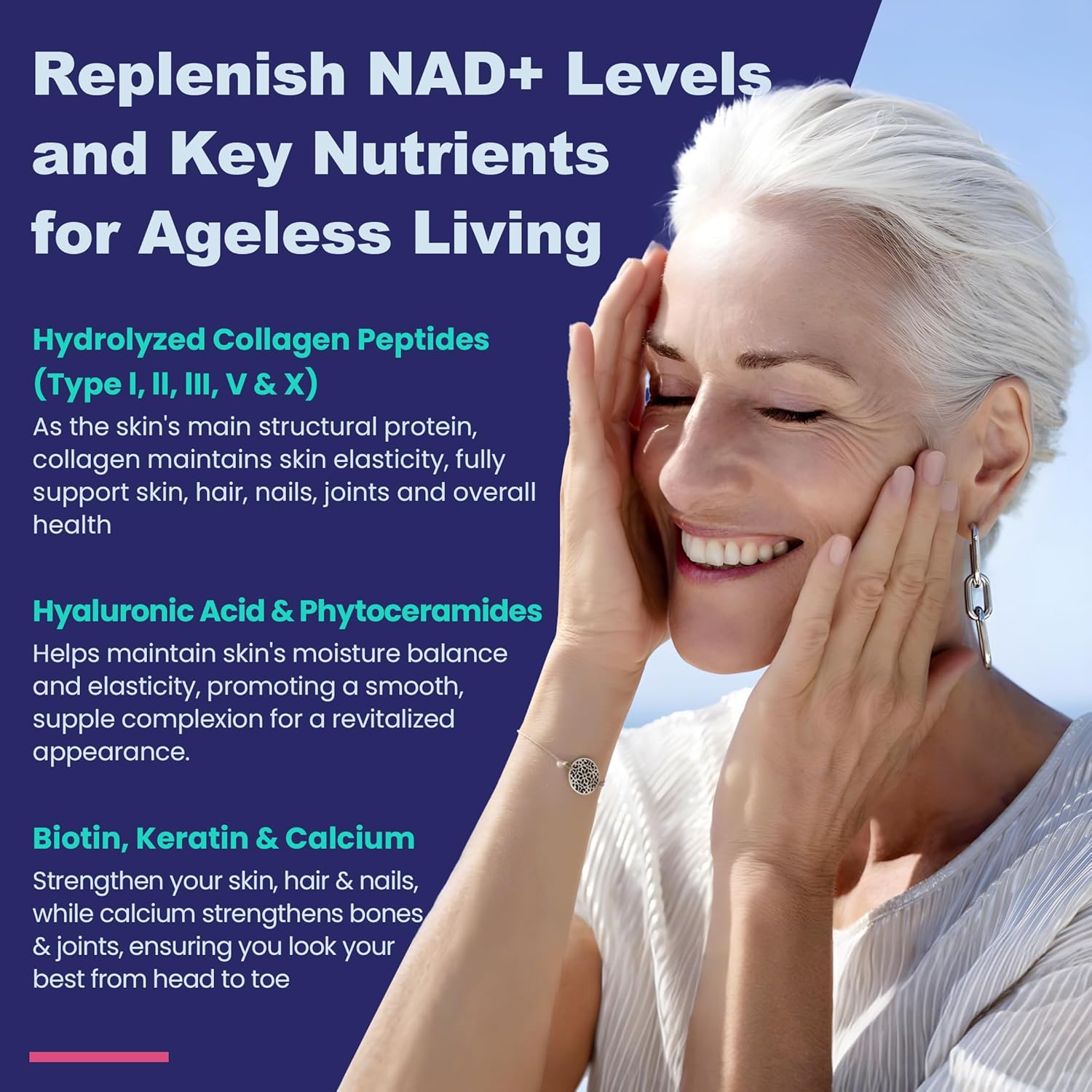 NEVISS Nicotinamide 500mg Gummies with Niacinamide & Collagen Peptides for Longevity & Brain Health - 60 Count