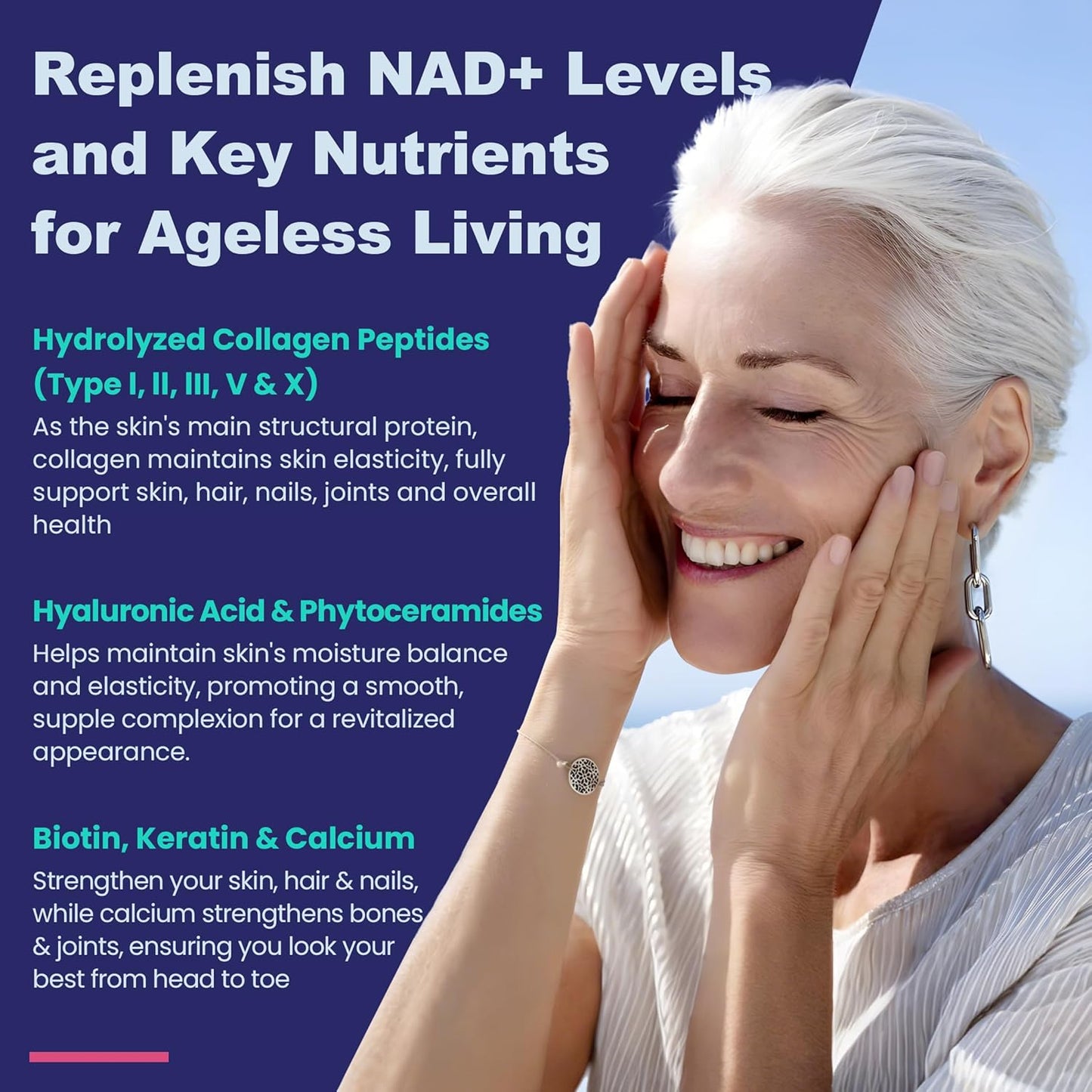 NEVISS Nicotinamide 500mg Gummies with Niacinamide & Collagen Peptides for Longevity & Brain Health - 60 Count