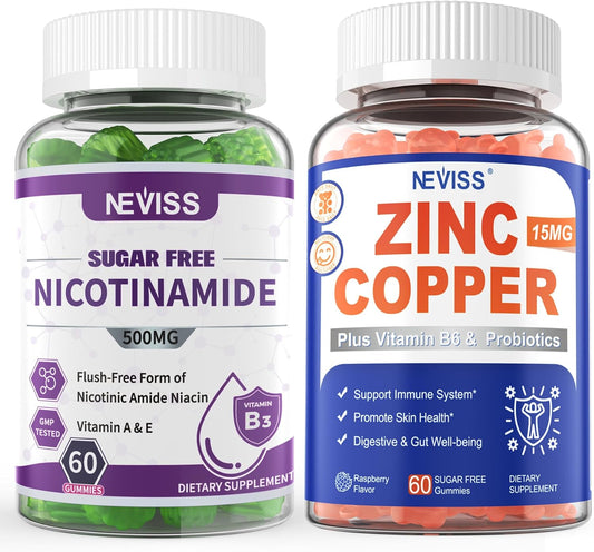 NEVISS Nicotinamide Gummies with Zinc and Copper - 500mg Supplement