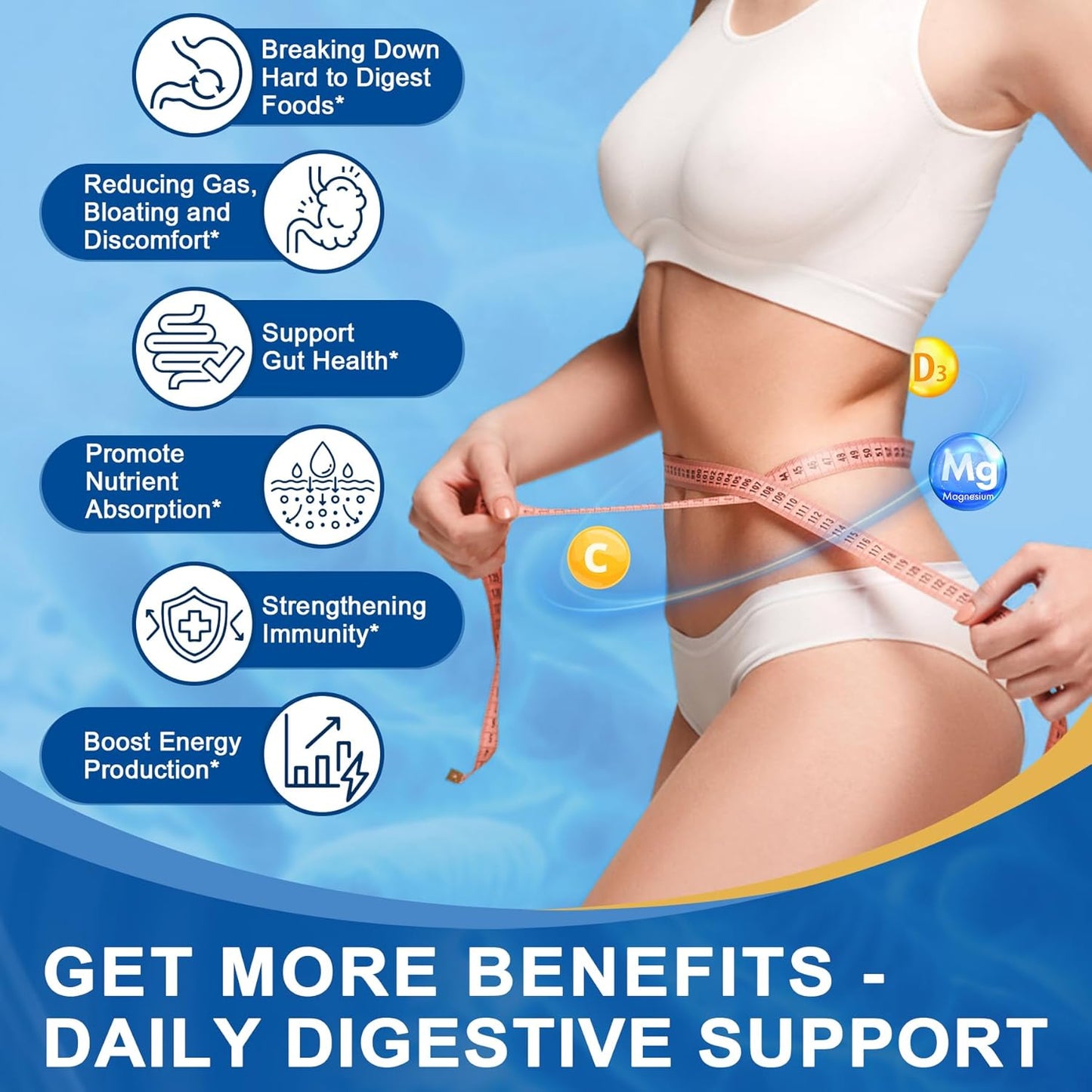 NEVISS Psyllium Husk Fiber Gummies with Prebiotic Blend & Multivitamins - Digestive Enzymes Chewable Supplement