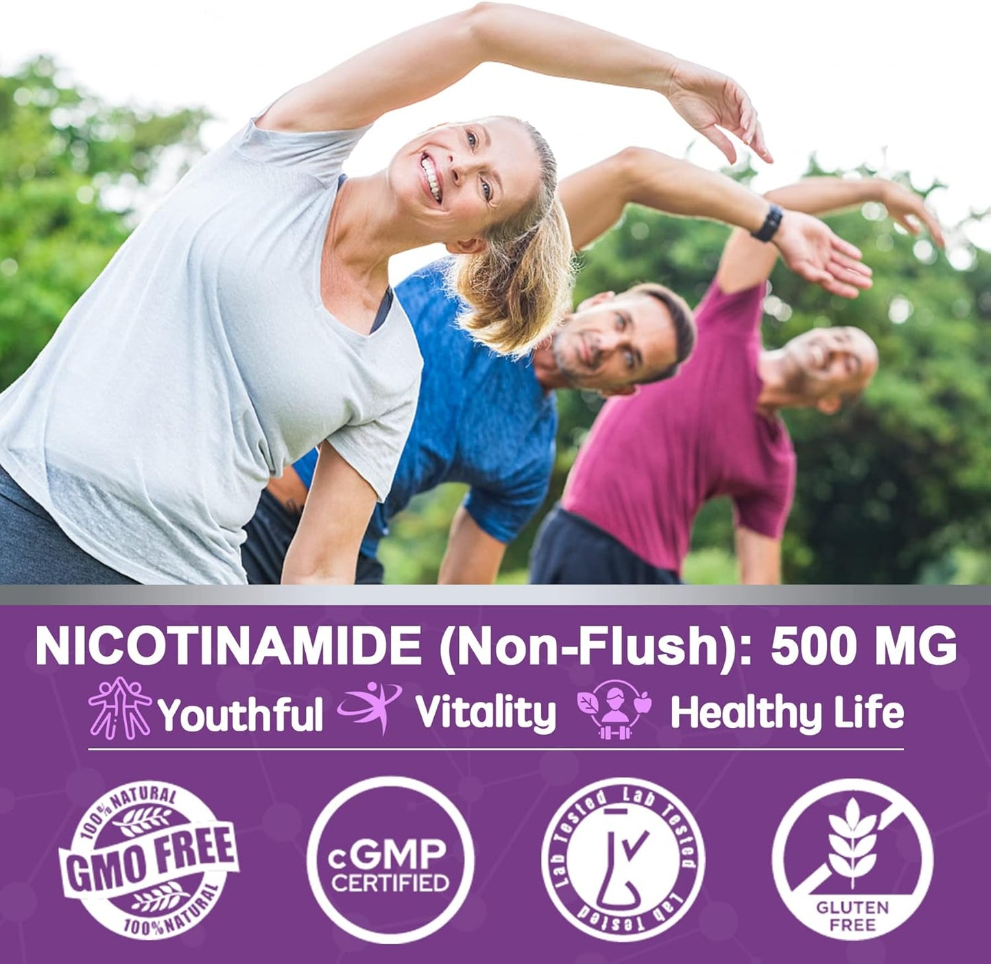 NEVISS Sugar-Free Nicotinamide Gummies 500mg - Niacinamide Supplement for Cell Regeneration, NAD+ Boost, Healthy Aging, Energy & DNA Repair - 60 Count