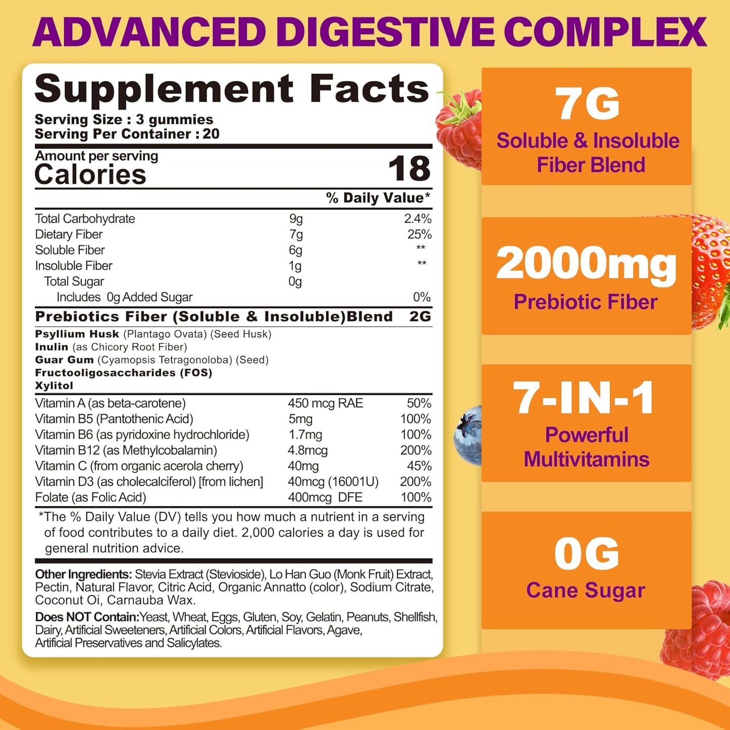 NEVISS Sugar Free Prebiotic Fiber Gummies with Lutein - 180 Count Pack