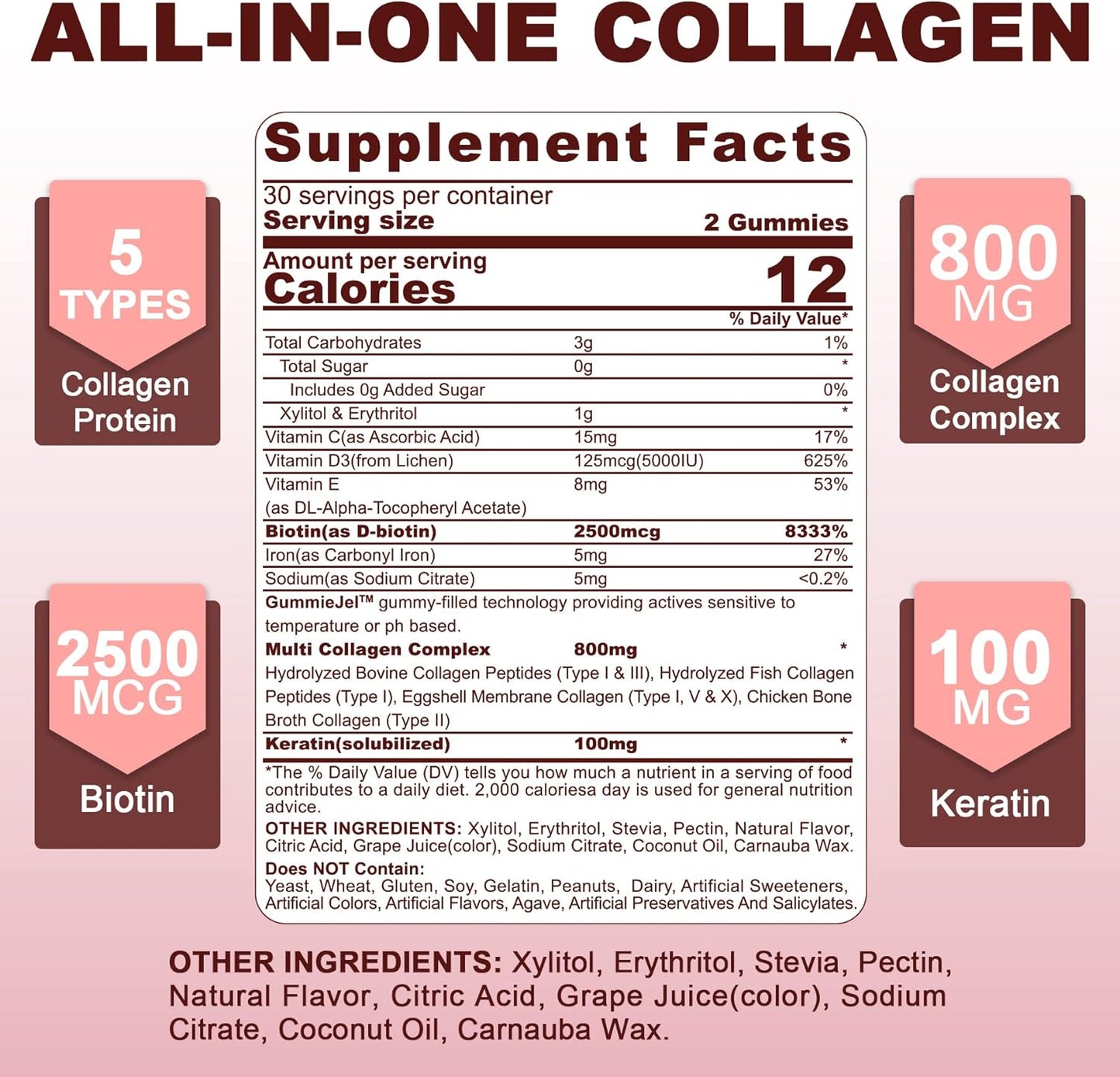 NEVISS Vegan Collagen Peptides Gummies with Vitamin D3 and B12, 3-Pack