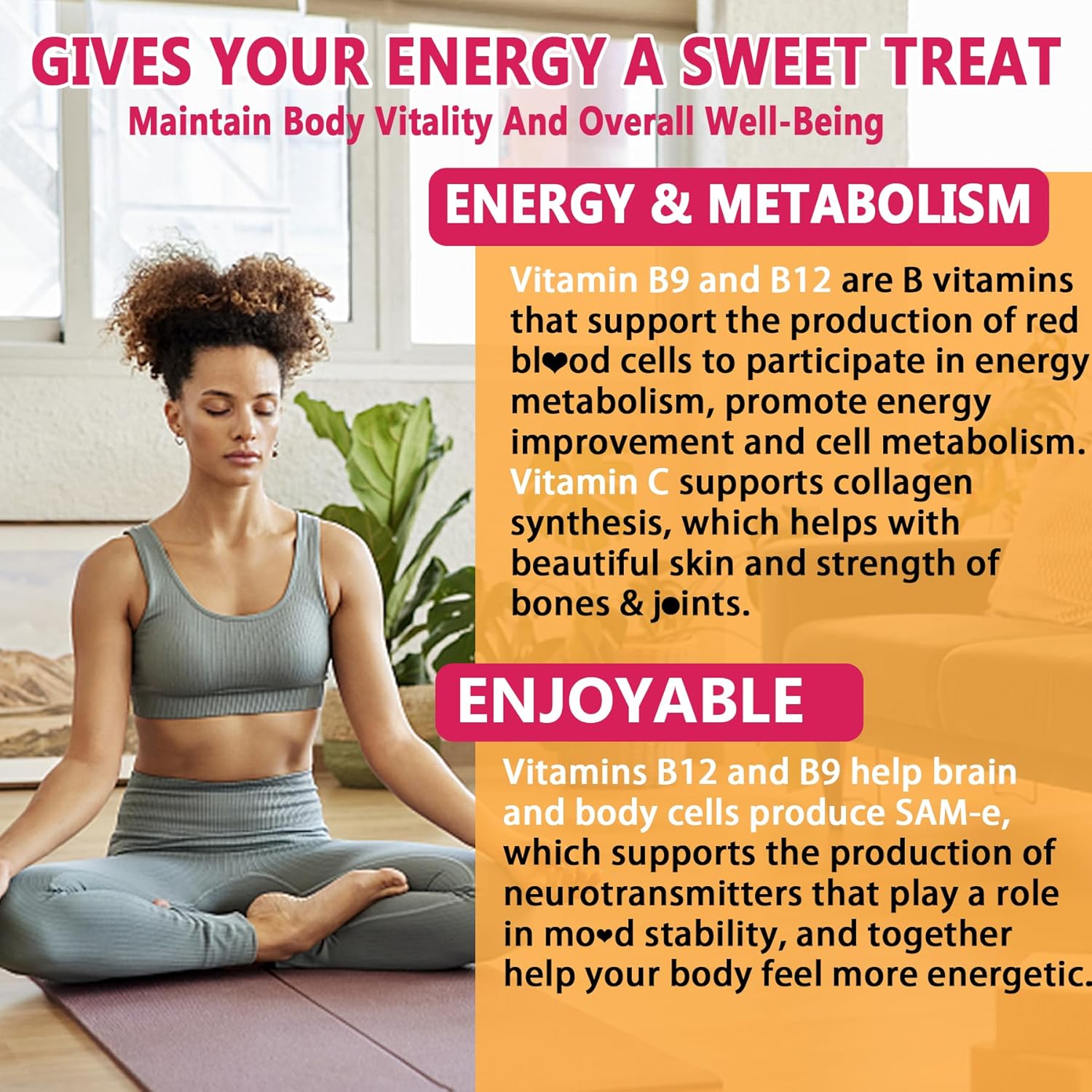 NEVISS Vitamin B12 10000 mcg Gummies with Vitamin D3, Folate & C for Energy, Metabolism & Immune Support, 120 Count