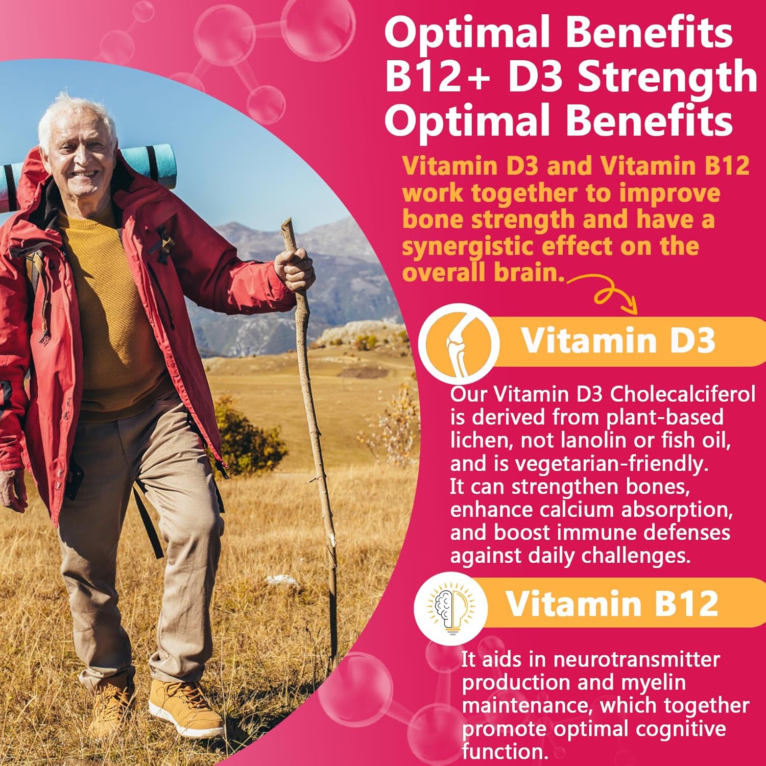 NEVISS Vitamin B12 10000 mcg Gummies with Vitamin D3, Folate & C for Energy, Metabolism & Immune Support, 120 Count