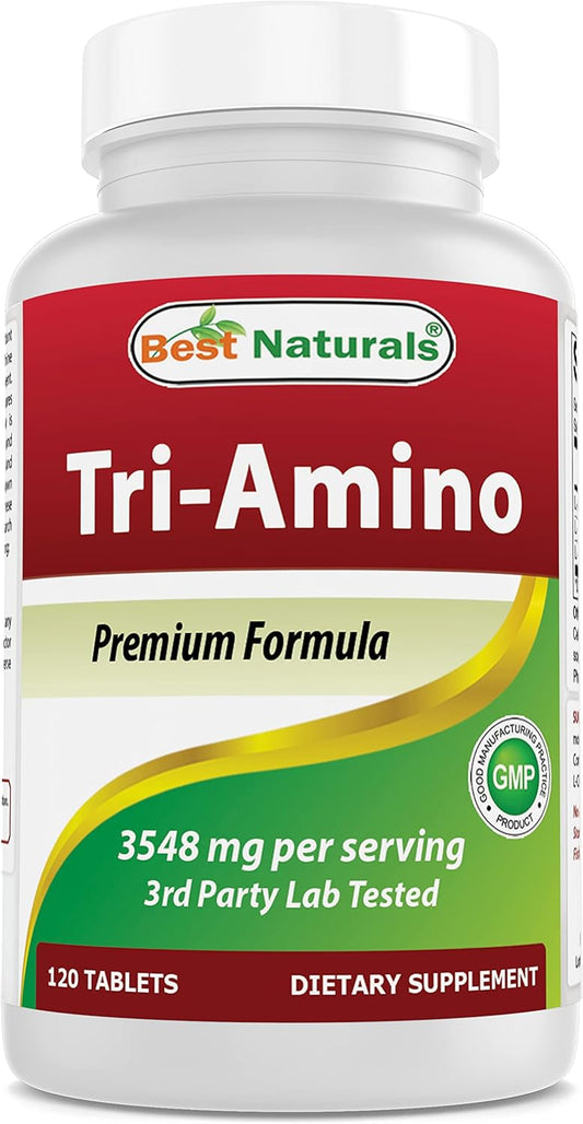 New and Improved Best Naturals Tri-Amino Supplement with L-Arginine, L-Ornithine, and L-Lysine - 120 Tablets