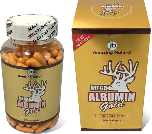 New & Improved Mega Albumin Gold Softgels: Natural Energy Booster and Immune Support Formula