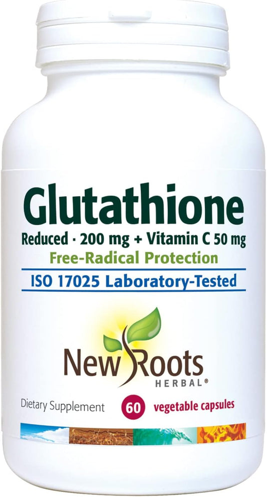 New Roots Glutathione and Vitamin C Supplement for Detox and Immune Support (60 Veg Caps) | Liver Support, Gluten Free, Non-GMO
