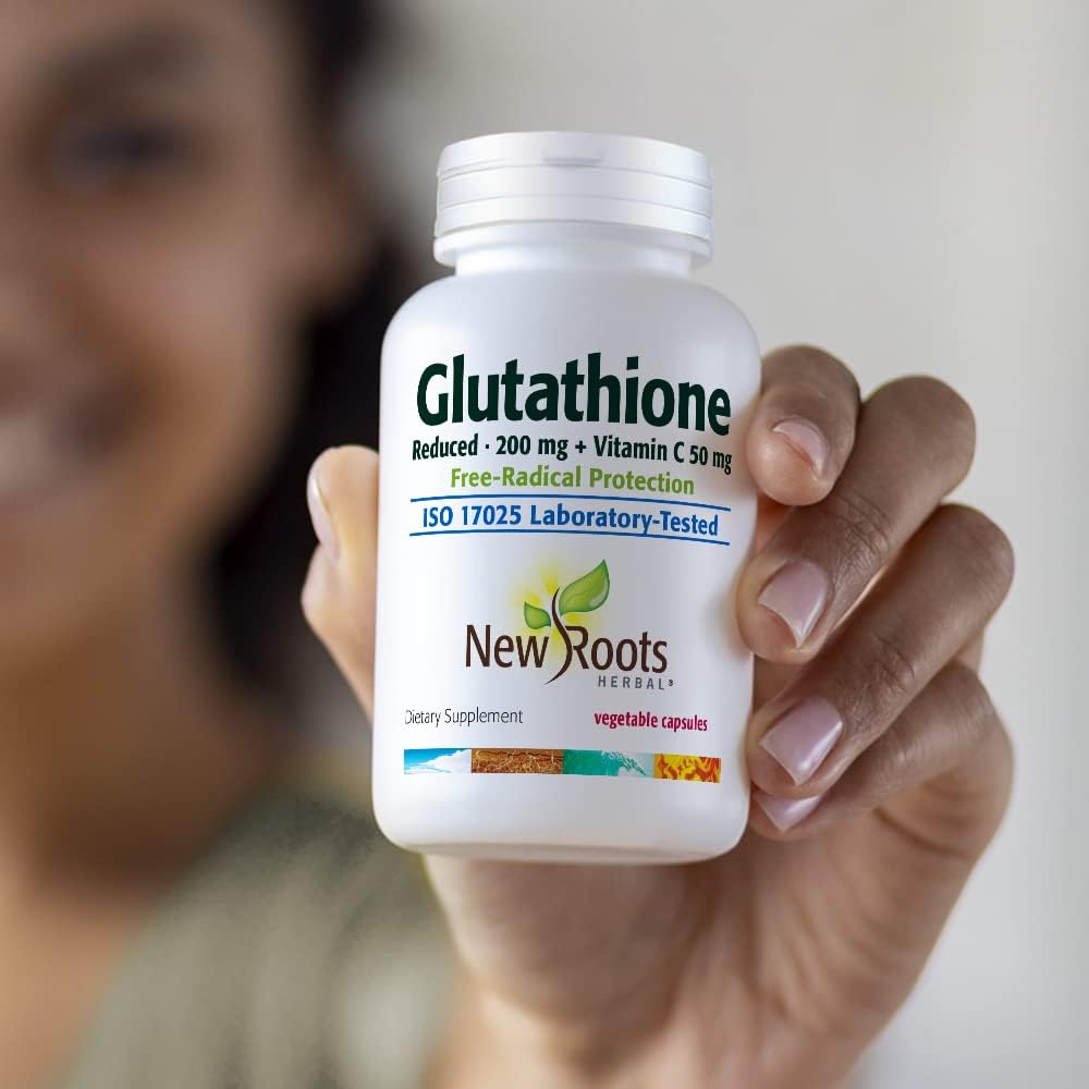 New Roots Glutathione and Vitamin C Supplement for Detox and Immune Support (60 Veg Caps) | Liver Support, Gluten Free, Non-GMO