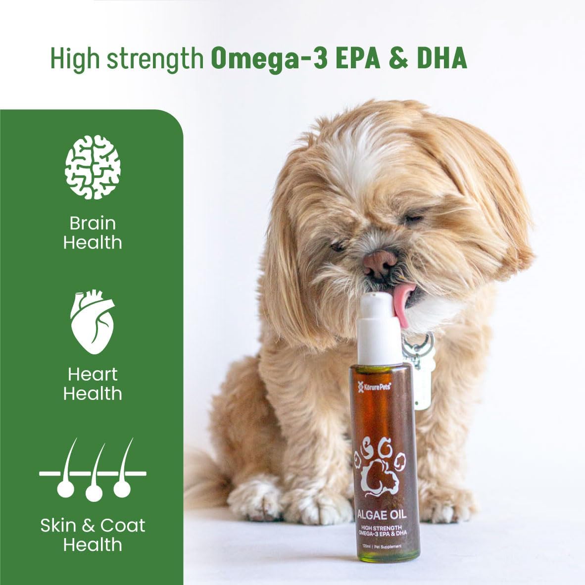 New Zealand Algae Oil Supplement for Dogs | Omega 3 Skin & Coat Relief | Anti-Shedding & Itch Relief | Dry Skin Treatment | 120ml