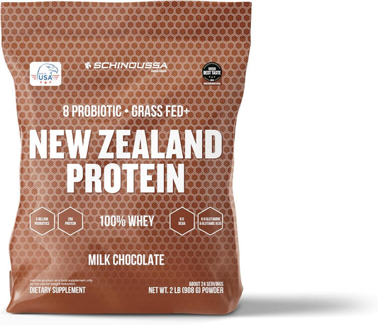 New Zealand Grass-Fed Probiotic Whey Protein Powder - Chocolate Flavor - 2 lb - 910g - 24 Servings
