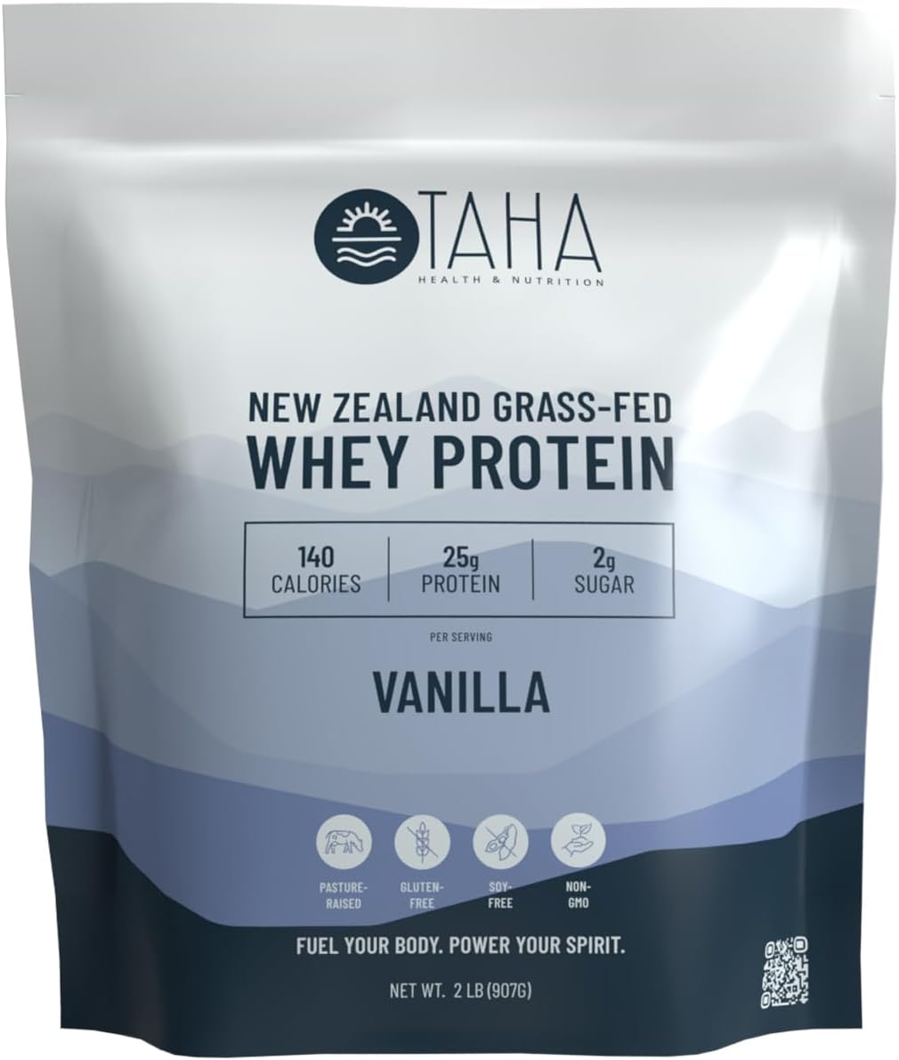 New Zealand Grass-Fed Vanilla Whey Protein Powder, 25g Protein, 140 Calories, 2g Sugar | Gluten & Soy Free, Keto, Kosher | 2LB