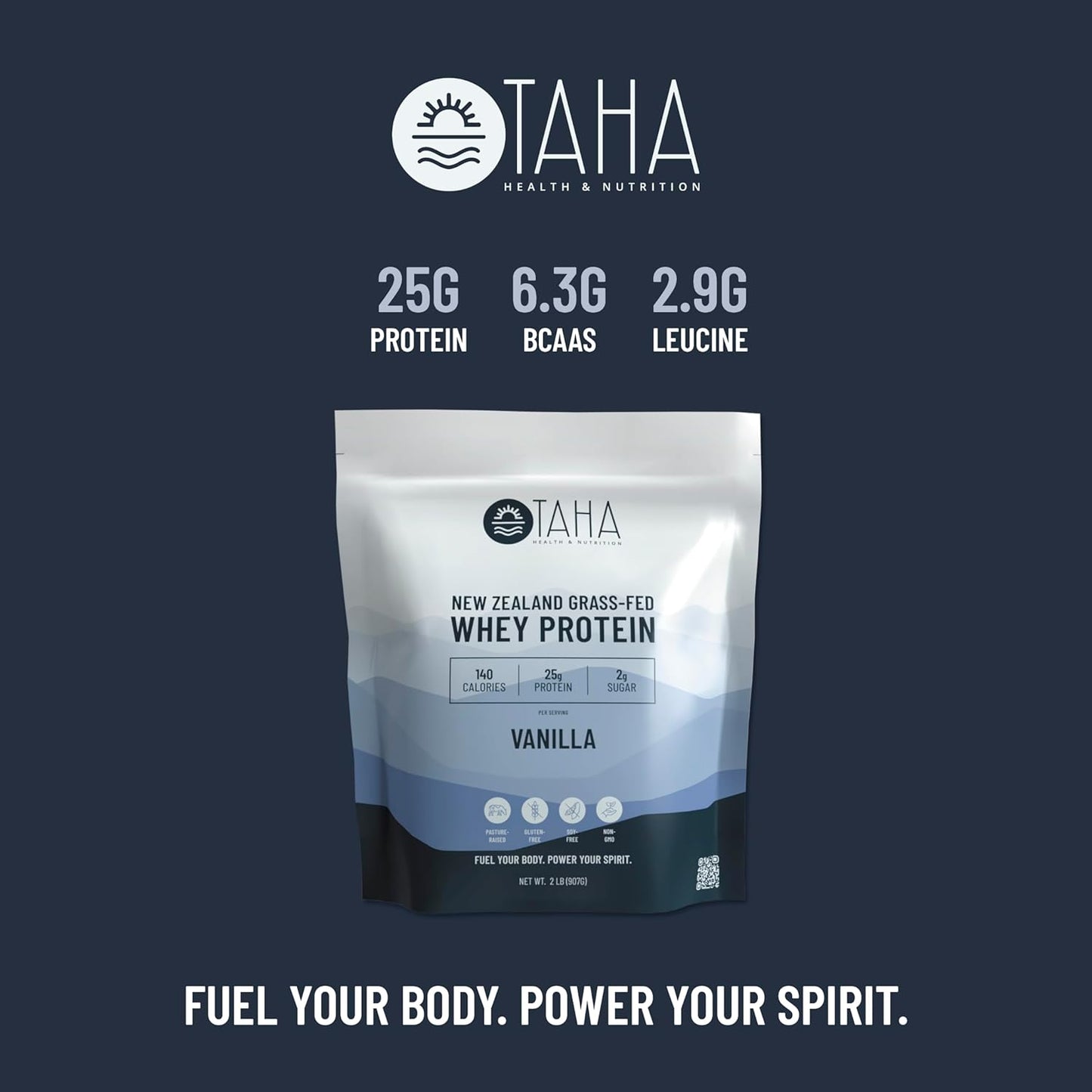 New Zealand Grass-Fed Vanilla Whey Protein Powder, 25g Protein, 140 Calories, 2g Sugar | Gluten & Soy Free, Keto, Kosher | 2LB