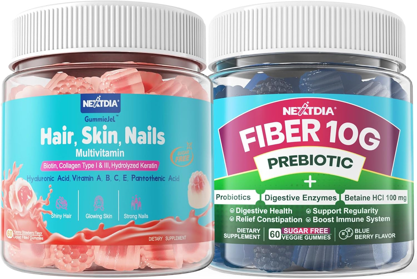 Nextdia Fiber Gummies for Adults with Hair, Skin, and Nails Vitamins