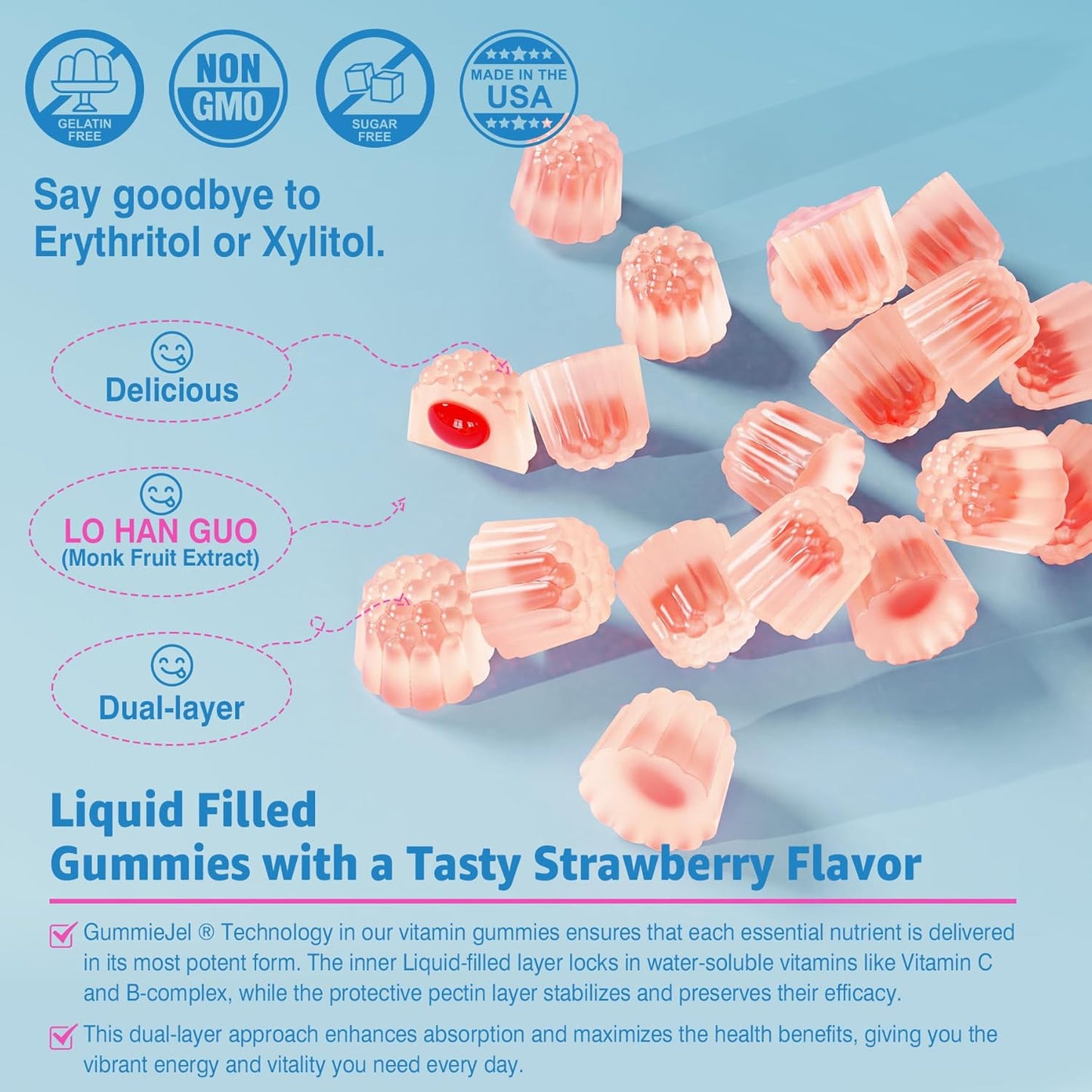 Nextdia Fiber Gummies for Adults with Hair, Skin, and Nails Vitamins