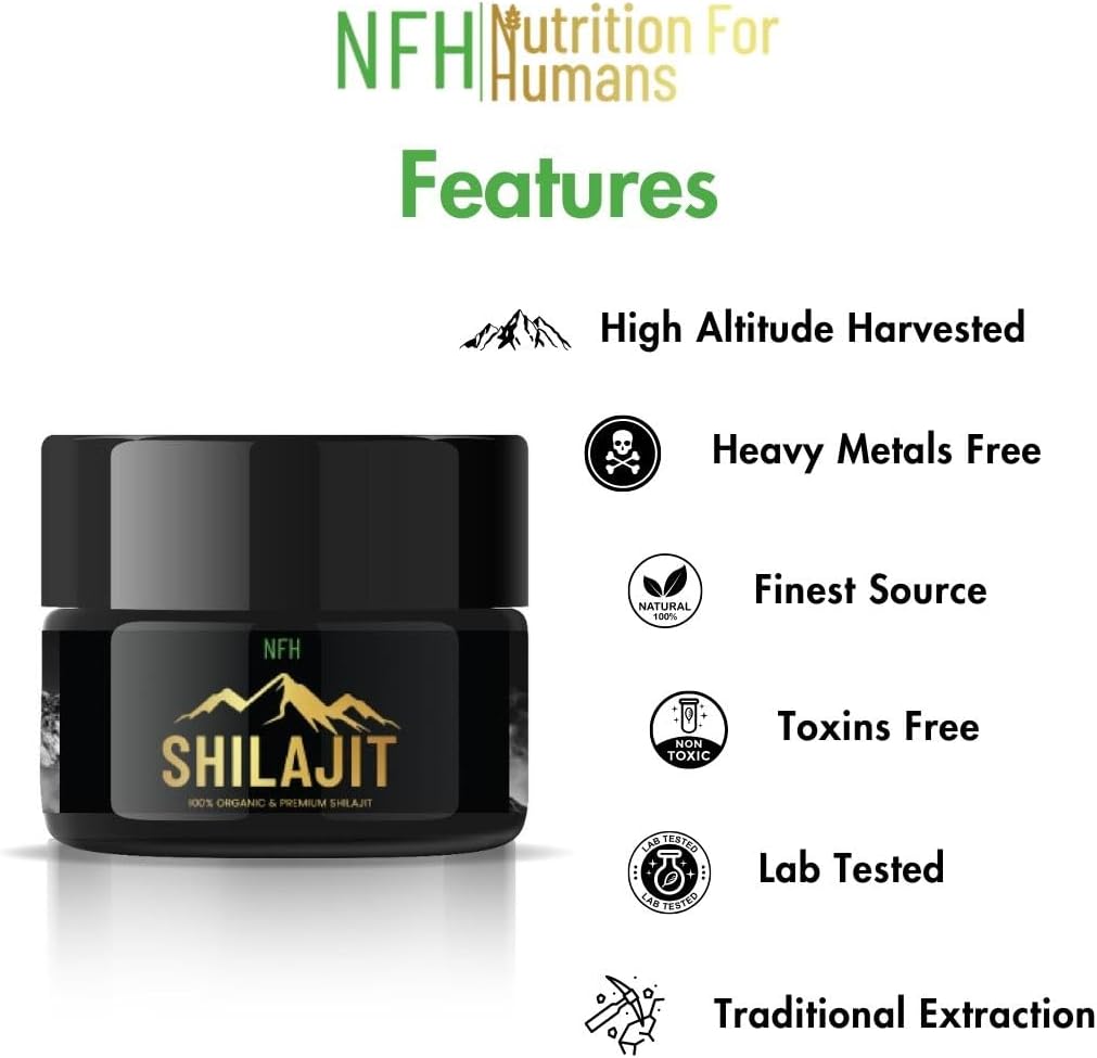 NFH Pure Himalayan Shilajit Organic Resin Supplement | Boosts Vitality & Immunity | Gold Grade with Fulvic Acid & 85+ Trace Minerals | 5g