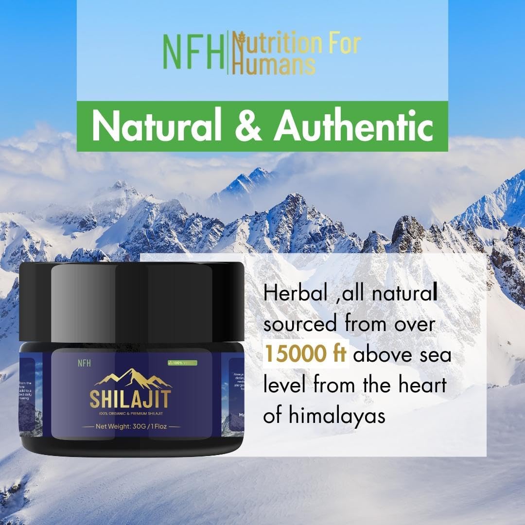 NFH Pure Himalayan Shilajit Organic Resin Supplement 30g - Vitality & Immunity Support with Fulvic Acid & Trace Minerals - Gold Grade Authentic Resin for Men & Women