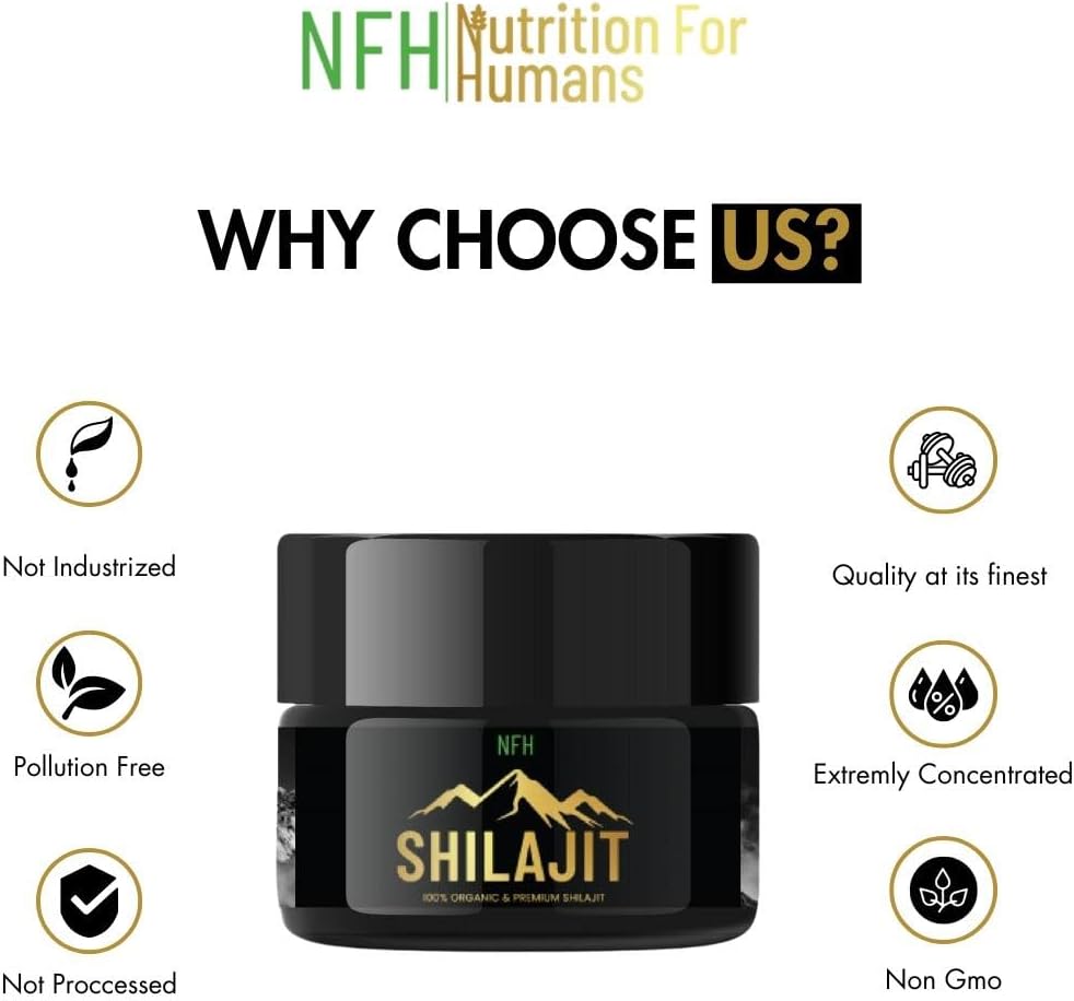 NFH Pure Himalayan Shilajit Organic Resin Supplement | Boosts Vitality & Immunity | Gold Grade with Fulvic Acid & 85+ Trace Minerals | 5g