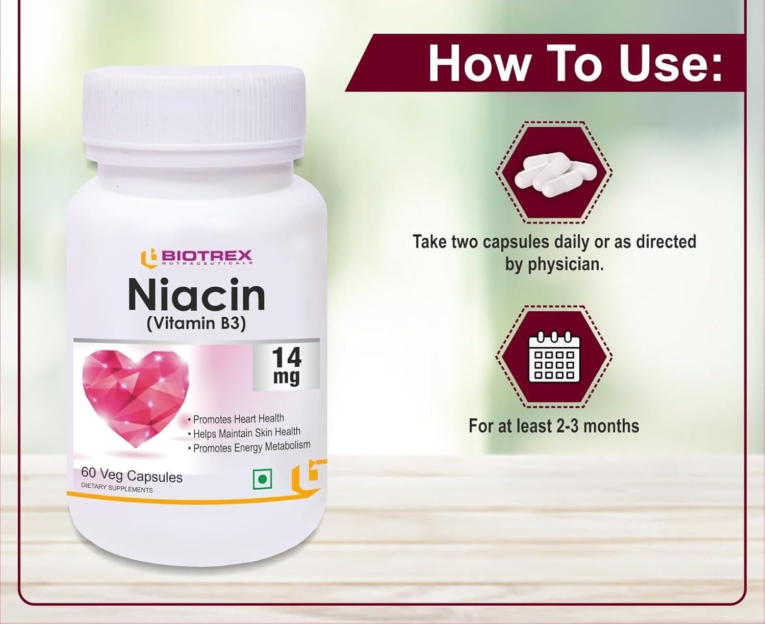 Niacin 14mg Vitamin B3 with Inositol 50mg Supplement - 60 Veg Capsules by Generic Nutraceuticals