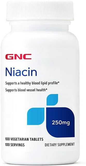 Niacin 250 mg Supplement - 100 Vegetarian Tablets (100 Servings) by GNC
