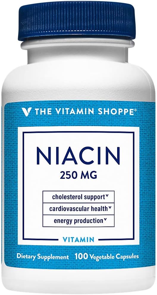 Niacin 250MG Capsules for Cholesterol Support - Once Daily Dose (100 Count) by The Vitamin Shoppe