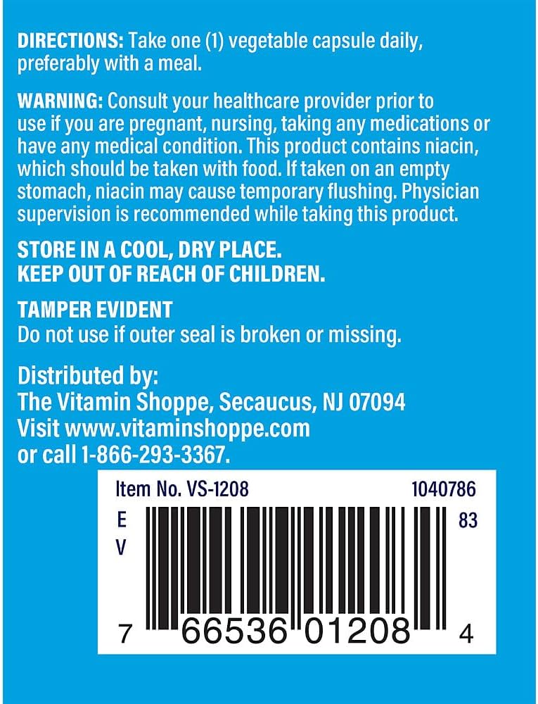 Niacin 250MG Capsules for Cholesterol Support - Once Daily Dose (100 Count) by The Vitamin Shoppe
