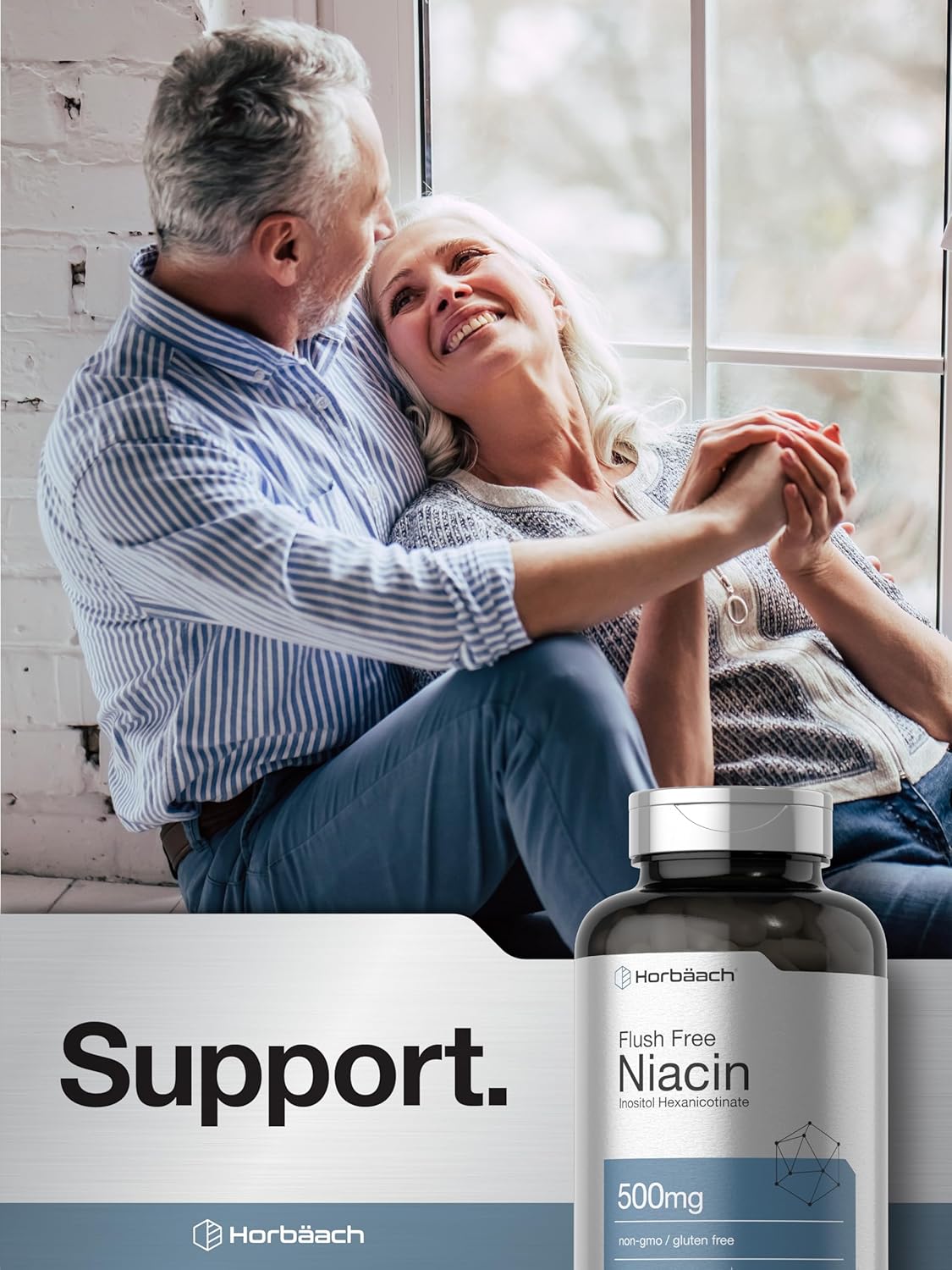 Niacin 500mg Capsules | 70 Count | Flush Free Supplement | Inositol Hexanicotinate | Non-GMO & Gluten Free