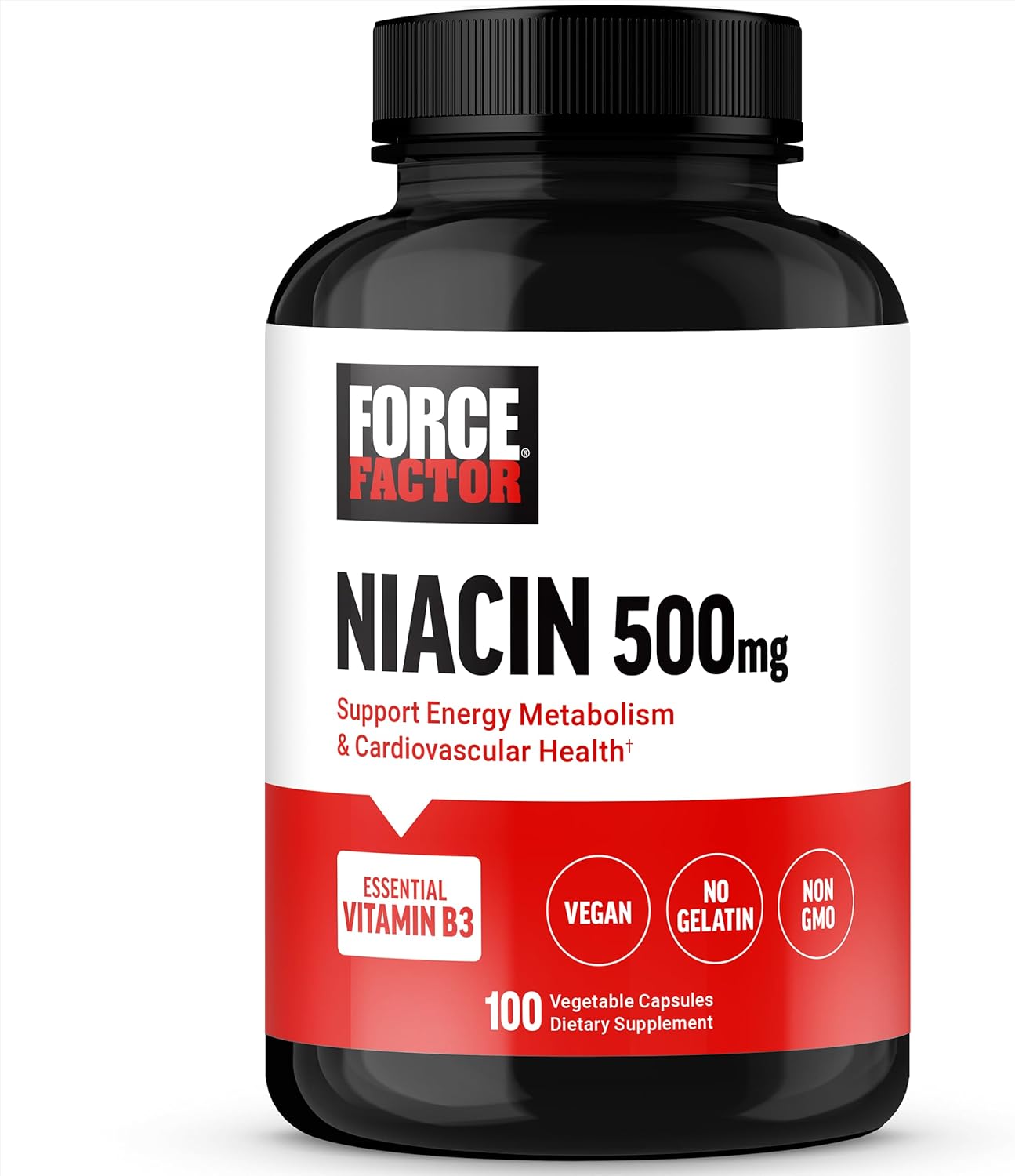 Niacin 500mg Heart-Health Supplement for Cellular Energy & Cardiovascular Health, Vegan Capsules