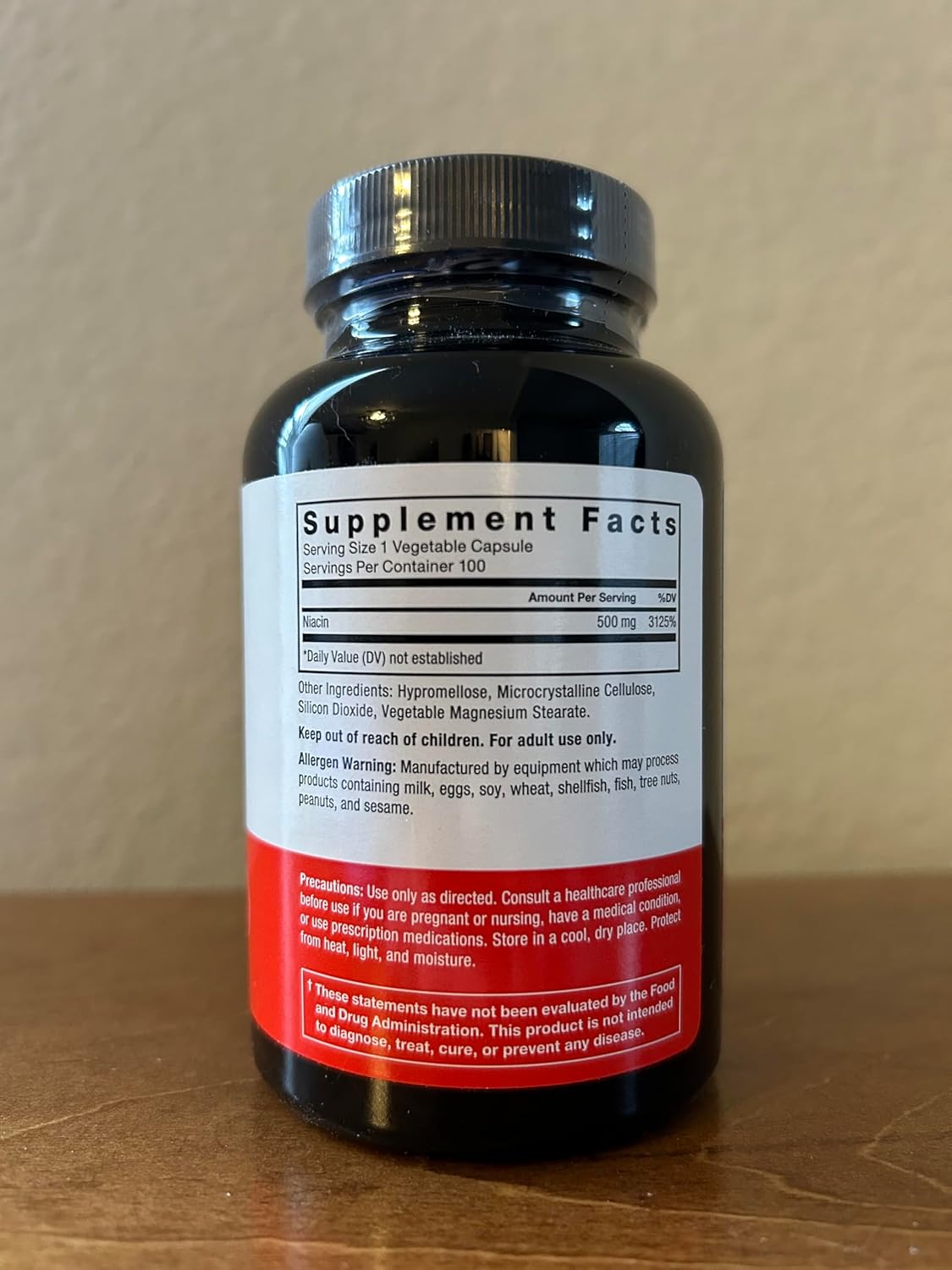 Niacin 500mg Heart-Health Supplement for Cellular Energy & Cardiovascular Health, Vegan Capsules