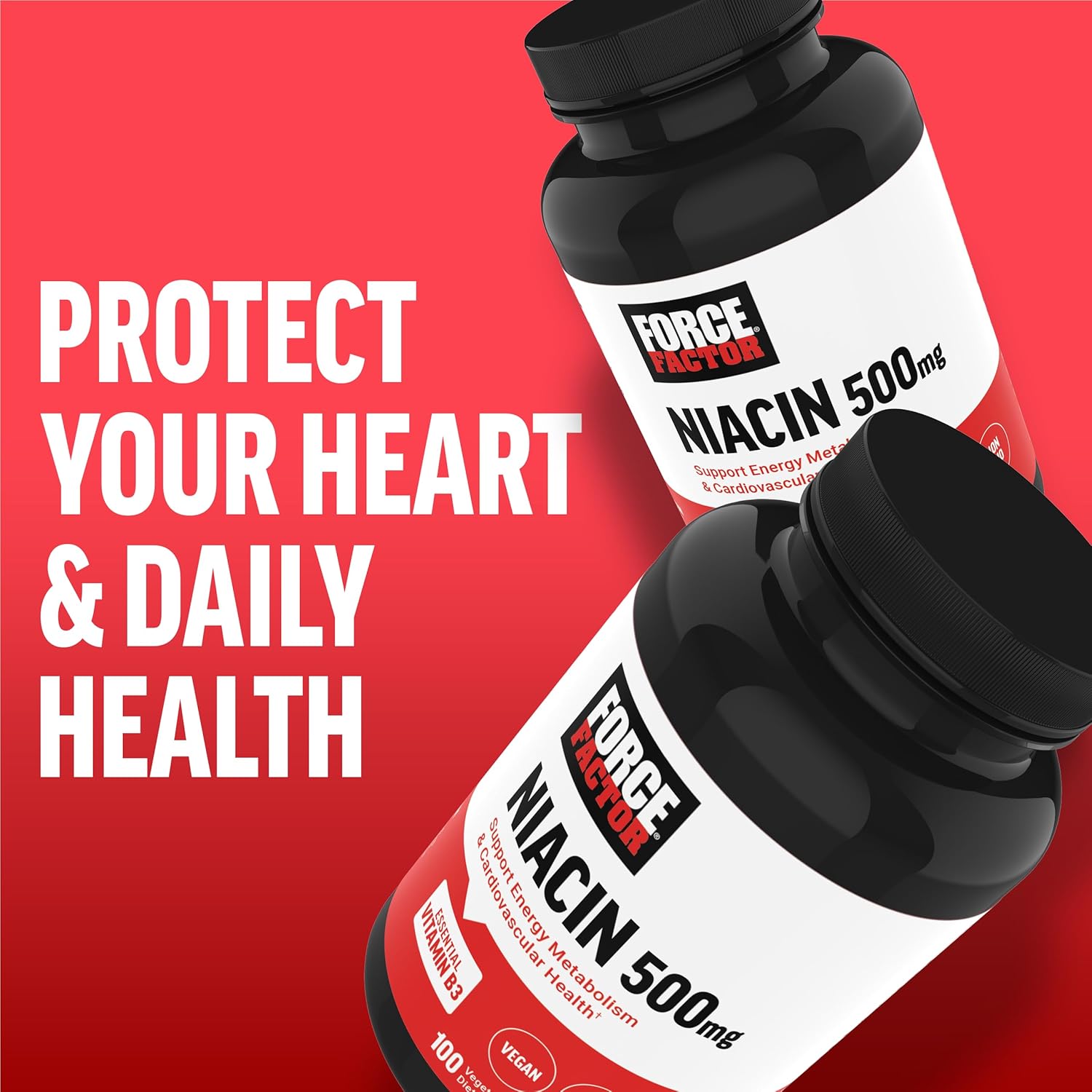 Niacin 500mg Heart-Health Supplement for Cellular Energy & Cardiovascular Health, Vegan Capsules