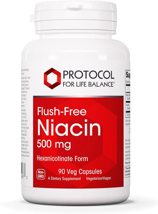 Niacin 500mg Supplement for Energy & Metabolism Support - No Flush Vitamin B3 - Vegan & Kosher - 90 Veg Capsules