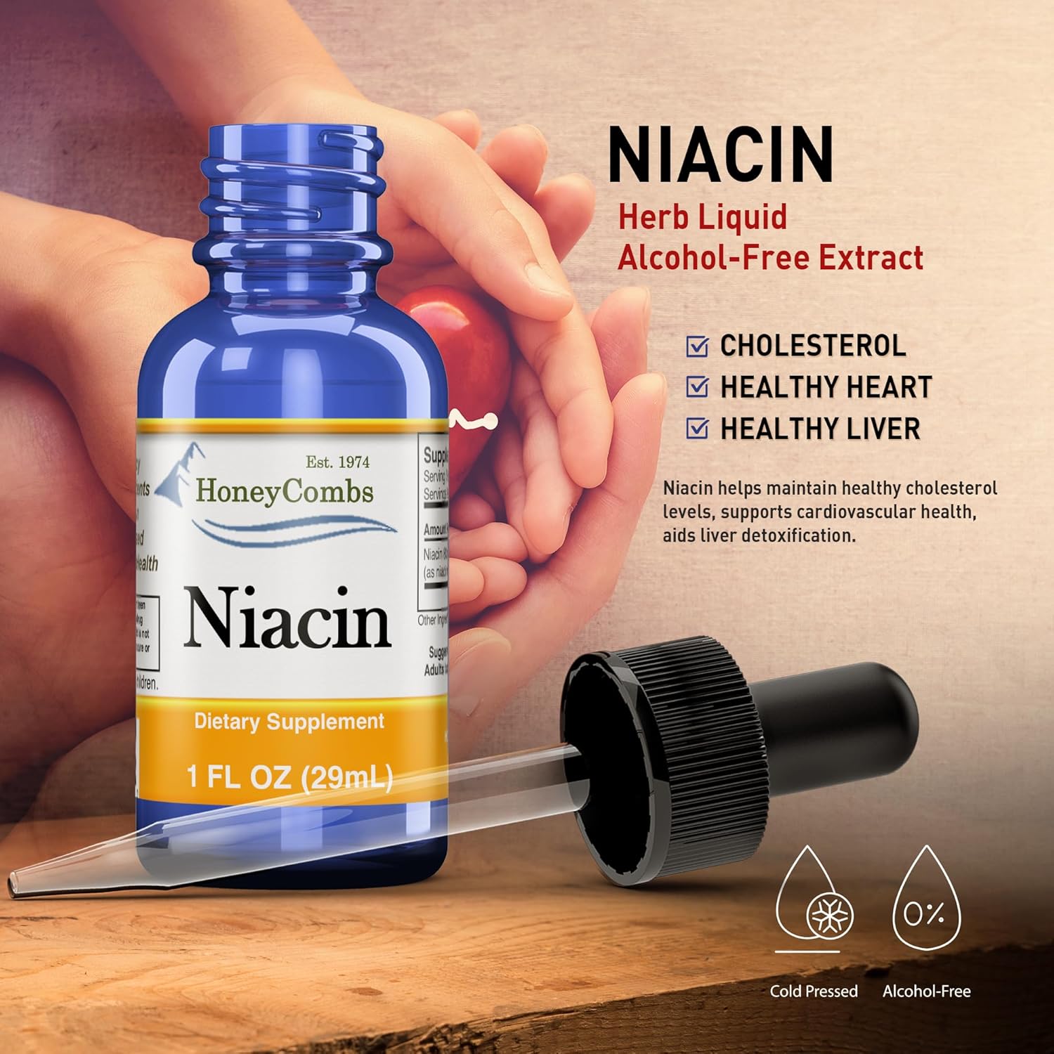 Niacin Drops 80mg - Liquid Vitamin B3 Supplement - Alcohol-Free, Non-GMO - 1oz