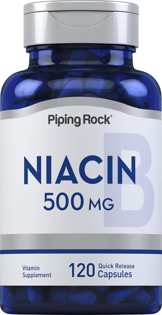 Niacin Flush 500mg Capsules by Piping Rock | 120 Count | Non-GMO & Gluten Free