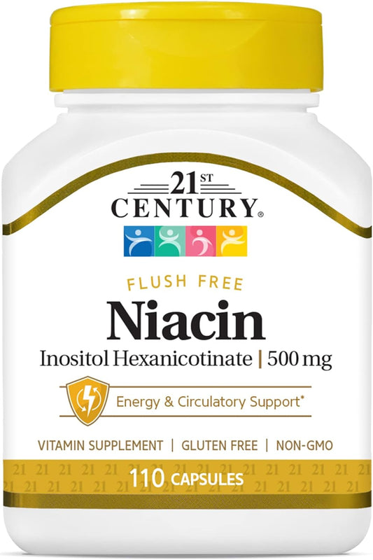 Niacin Flush Free Supplement 500mg - 110 Capsules by 21st Century HealthCare