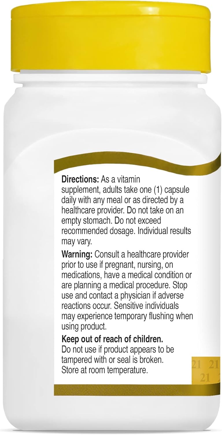 Niacin Flush Free Supplement 500mg - 110 Capsules by 21st Century HealthCare