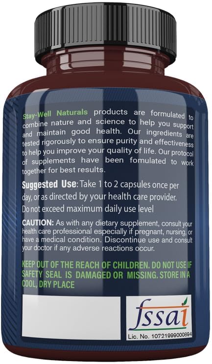 Niacin Lion Mane Mushroom Supplement Capsules with Turkey Tail, Chaga, and Reishi Extracts - Stay-Well Naturals Mushroom Complex Capsules