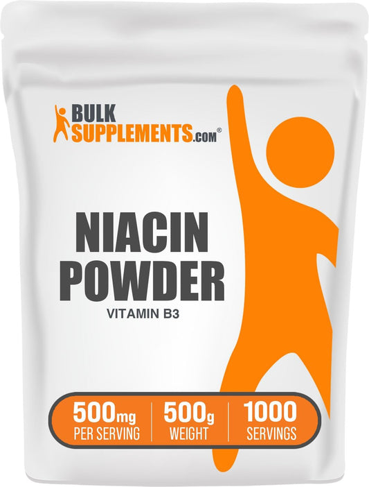 Niacin Powder - Vitamin B3 Supplement 500mg - Niacin Flush with Flushing - Gluten Free - 500g (1.1 lbs) Pack of 1