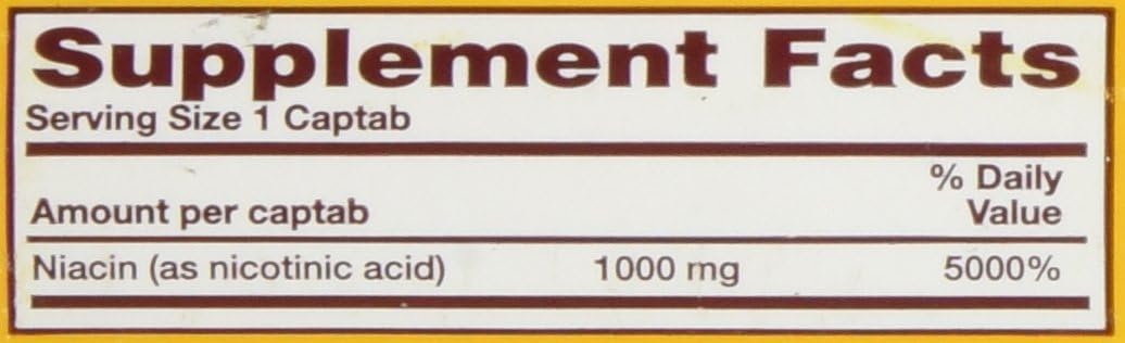 Niacin Time Release 1000mg Supplement by Rugby Laboratories - 100ct Pack