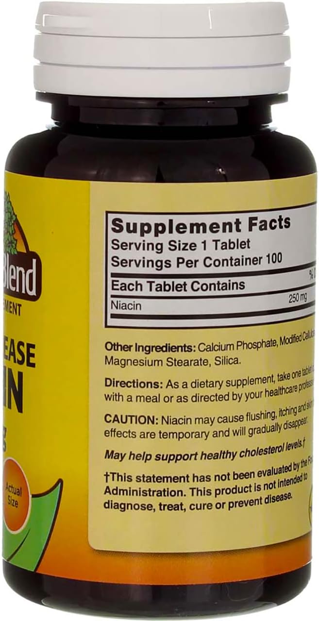 Niacin Timed Release Tablets 250 mg - 100 Count by Nature's Blend