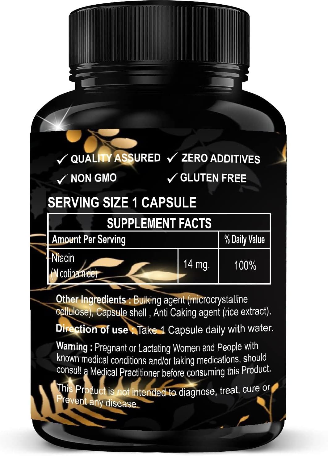 Niacin Vitamin B3 Capsules for Healthy Hair, Skin, Nails & Energy Support - Non-GMO, Vegetarian Supplement (90 ct)