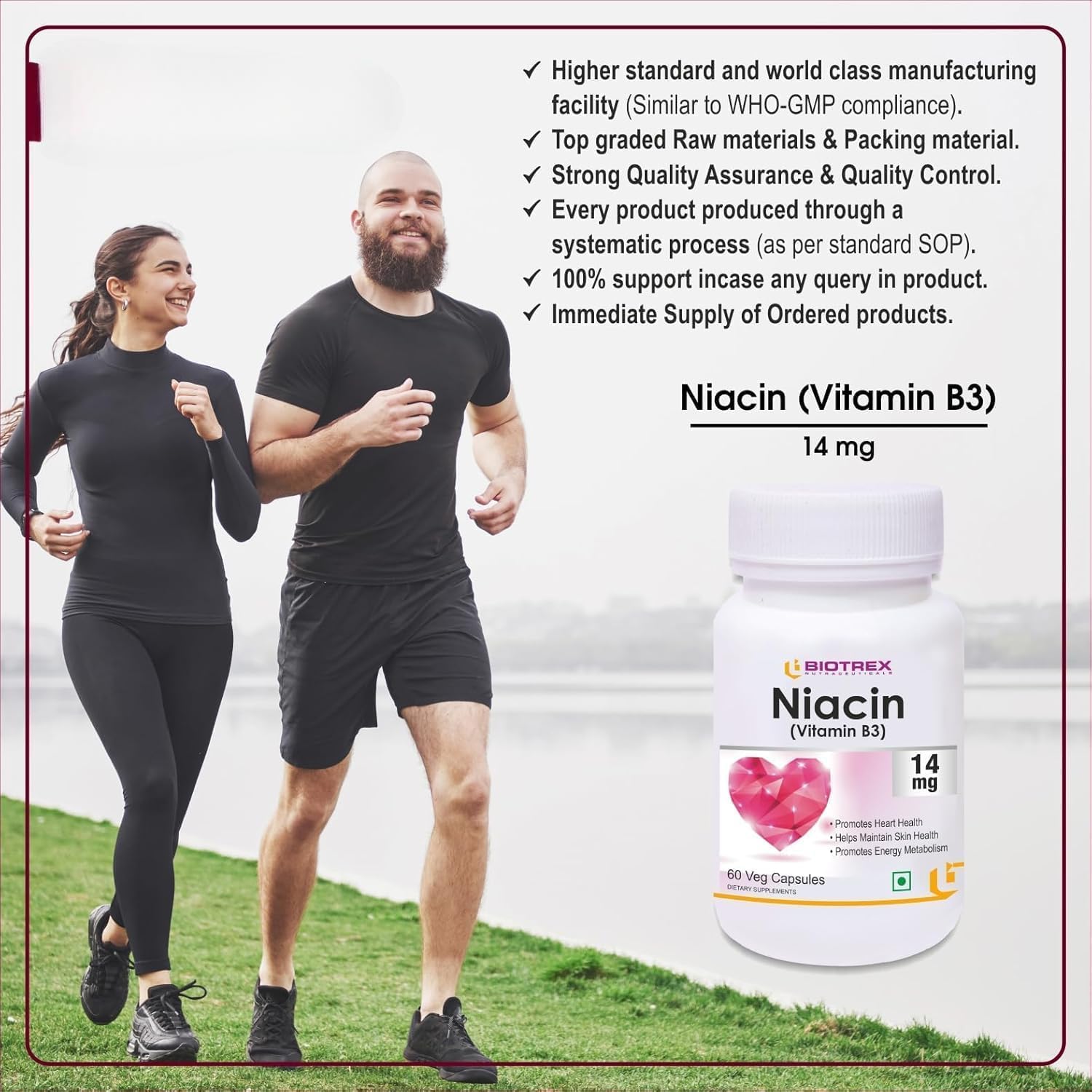 Niacin Vitamin B3 Supplement with Inositol - 60 Veg Capsules, 14mg - AKSHAR LLC