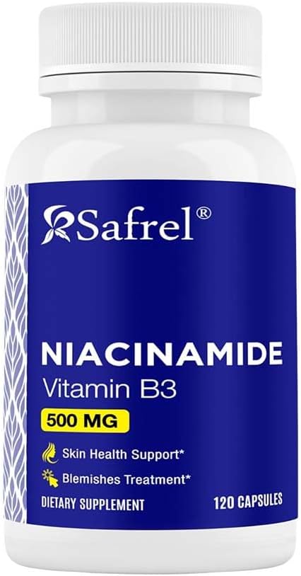 Niacinamide 500mg Capsules - Skin Health & Blemish Support - Non-GMO, Gluten-Free - Flush-Free Formula - 120 Count for Men and Women