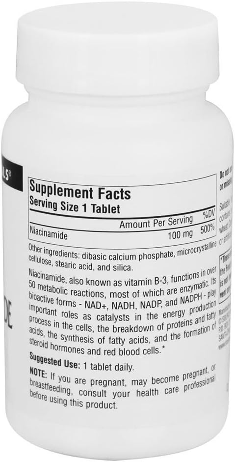 Niacinamide B-3 100mg for Metabolic Support - 250 Tablets by Source Naturals